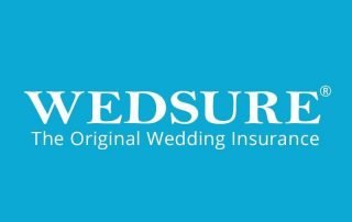 White text on a blue background reads "WEDSURE The Original Wedding Insurance.